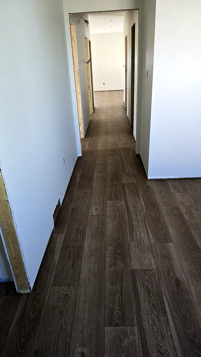 Hallway with new plank flooring